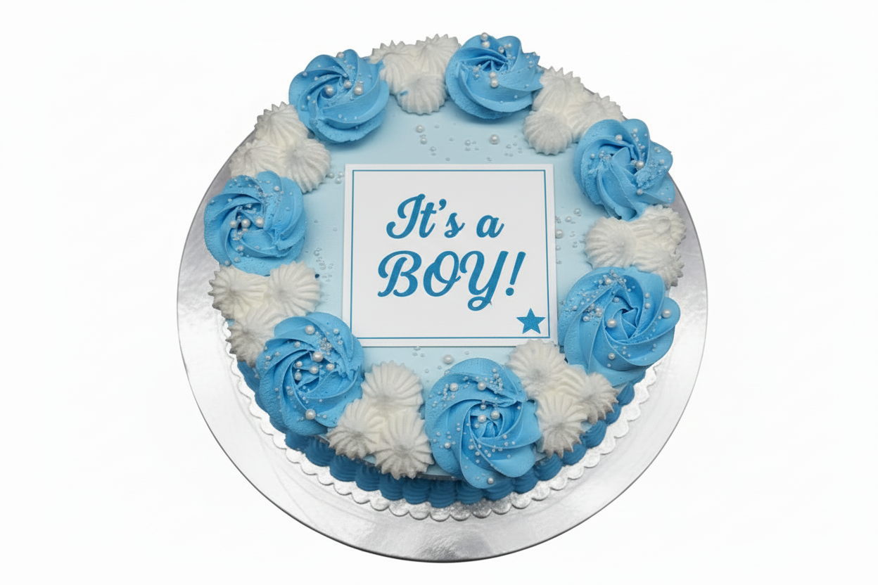 Premium Eggless Blue Baby Shower Cake by Cake Mart