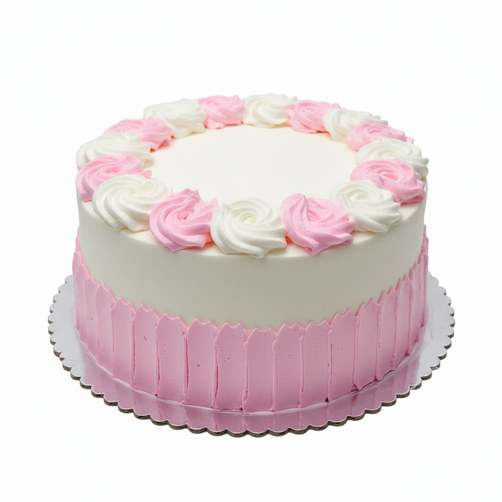 Pink & White Rose Eggless Cake - Elegant Celebration Cake by Cake Mart