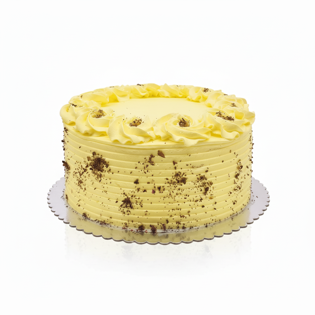Authentic Rasmalai Eggless Cake with rose-petal frosting rosettes and chocolate crumb specks.