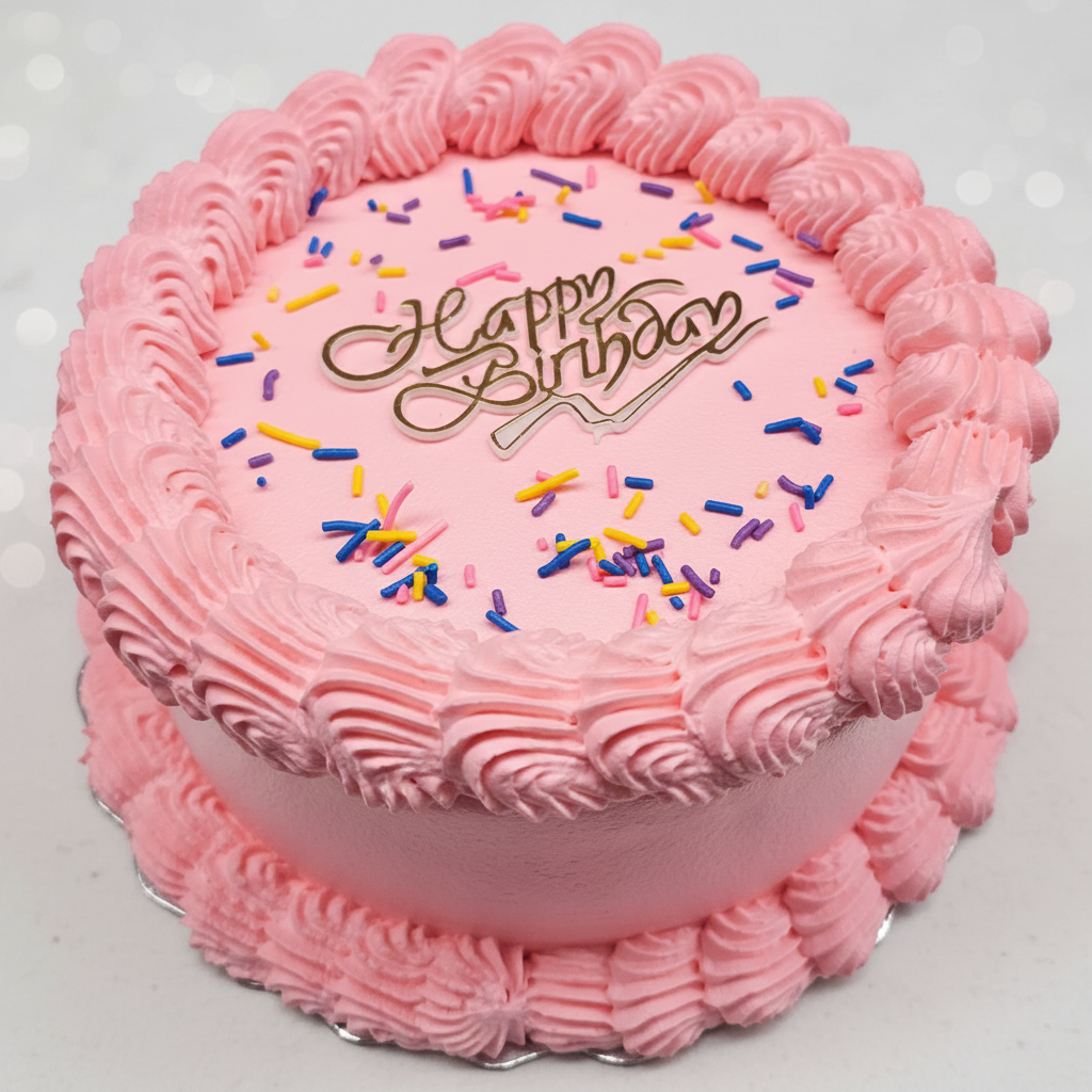 Pink Birthday Cake with Colorful Sprinkles - Happy Birthday Celebration Cake by Cake Mart