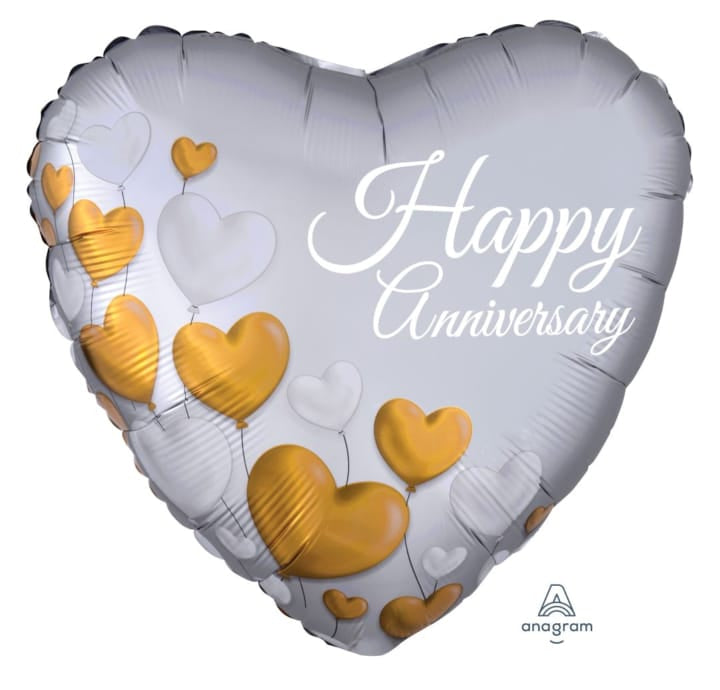 Happy Anniversary Balloon Add-On – Helium-Filled Satin Foil by Cake Mart