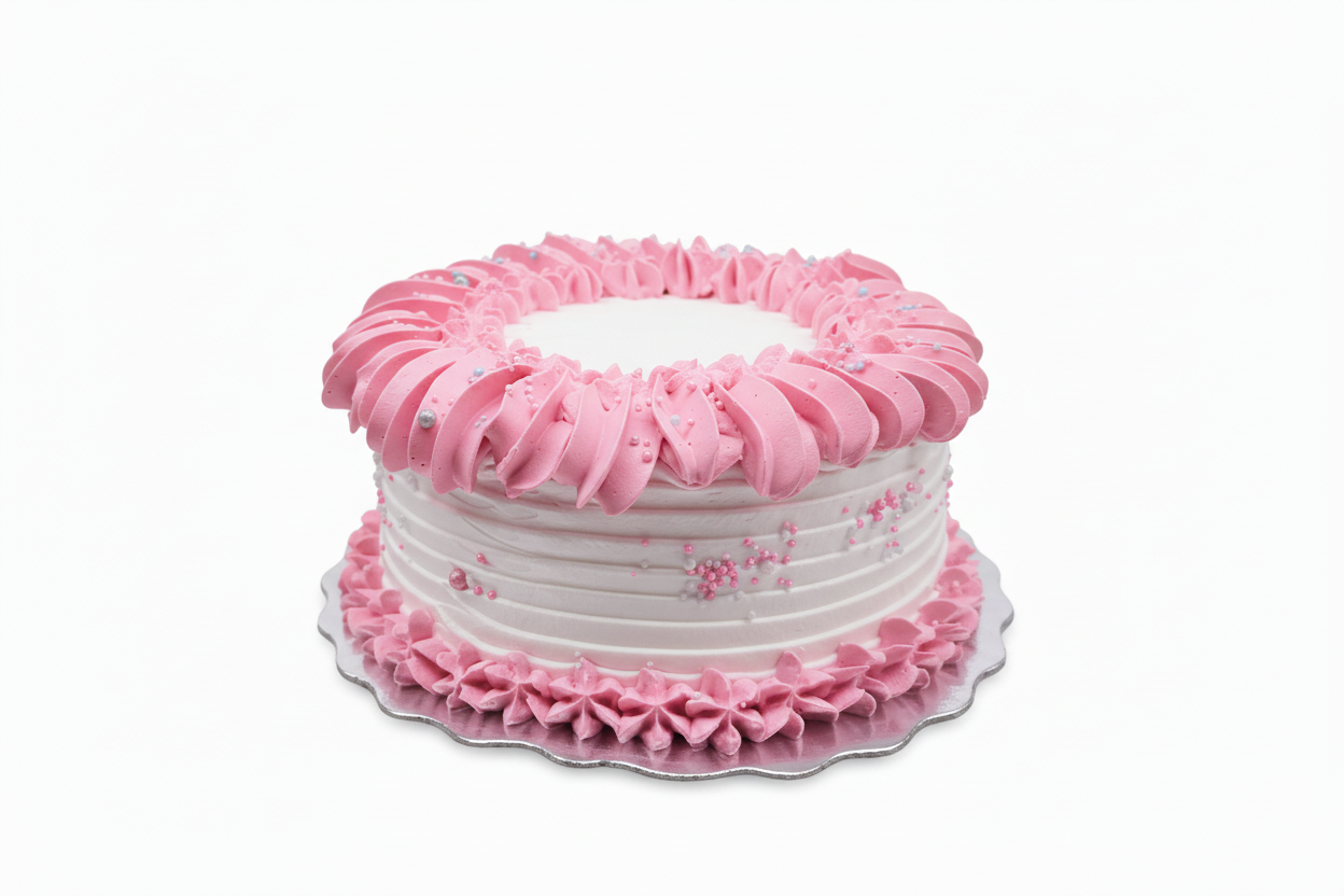 Pink & White Ruffled Celebration Cake - Eggless by Cake Mart