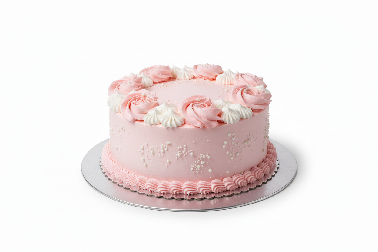 Premium Eggless Pink and White Baby Shower Cake by Cake Mart